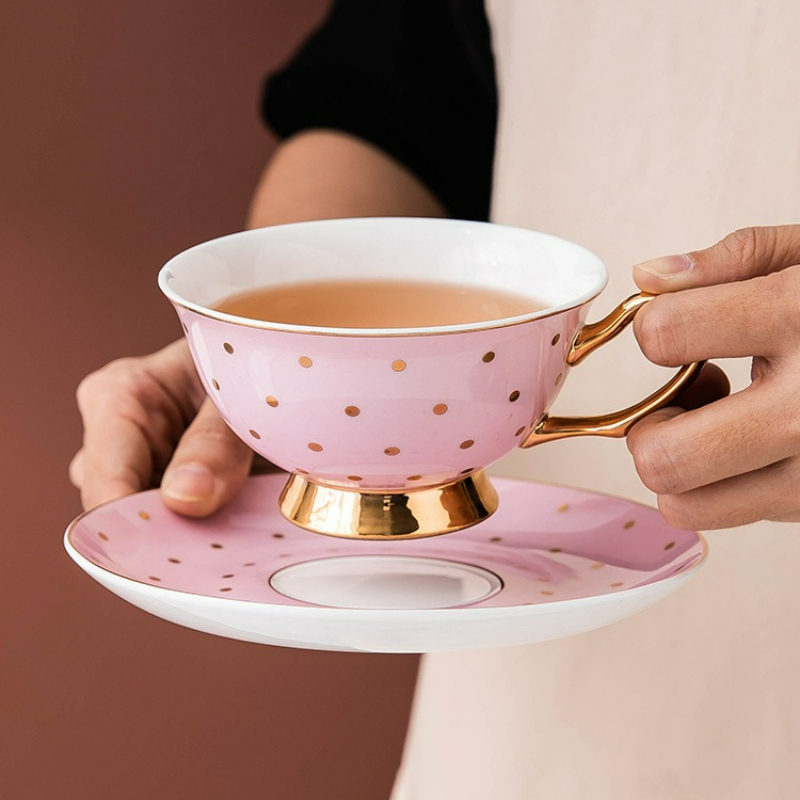 Coffee Tea Set - Tasses à café en céramique rose